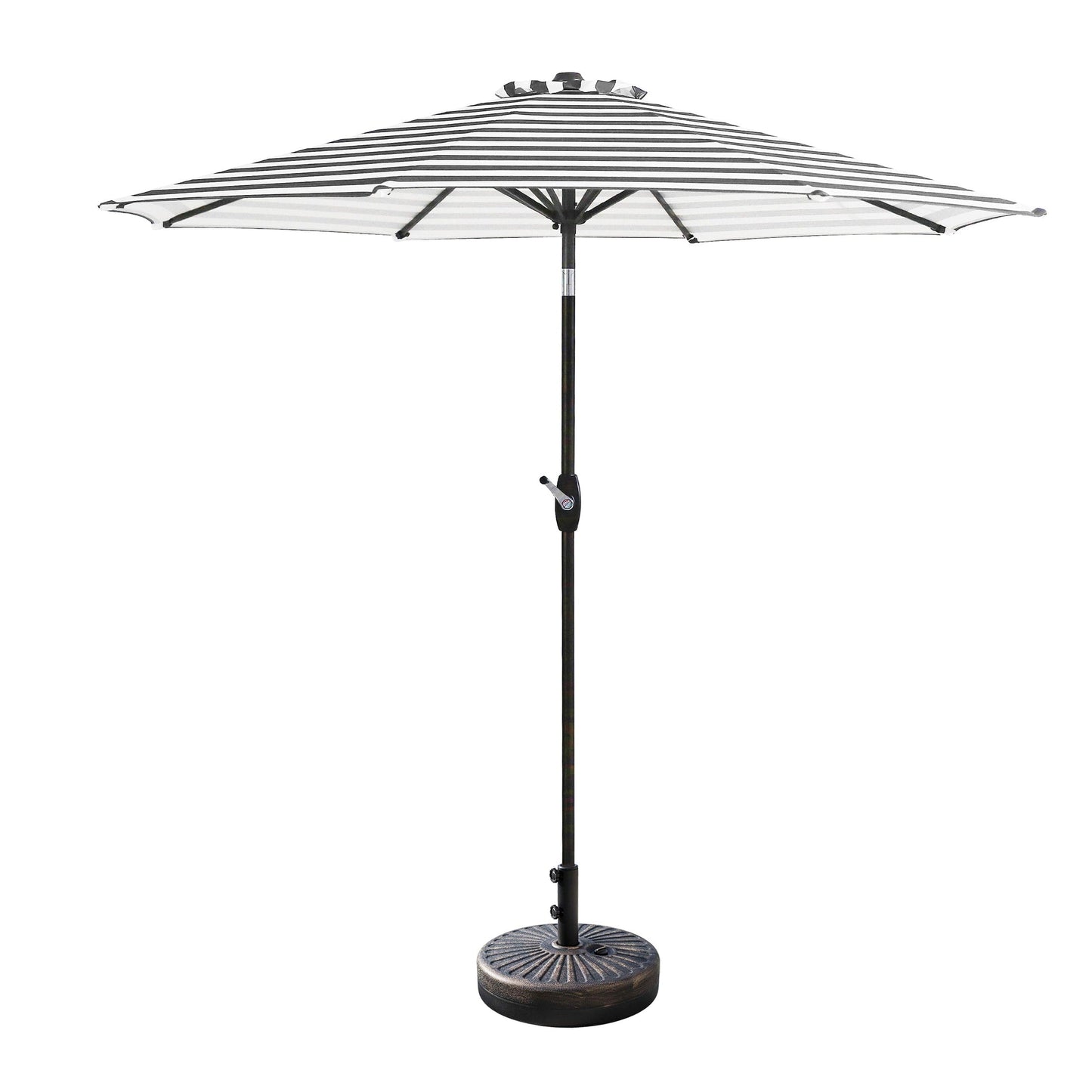 Parasol de patio Lopes de 9 pieds avec base en finition bronze et support de poids inclus