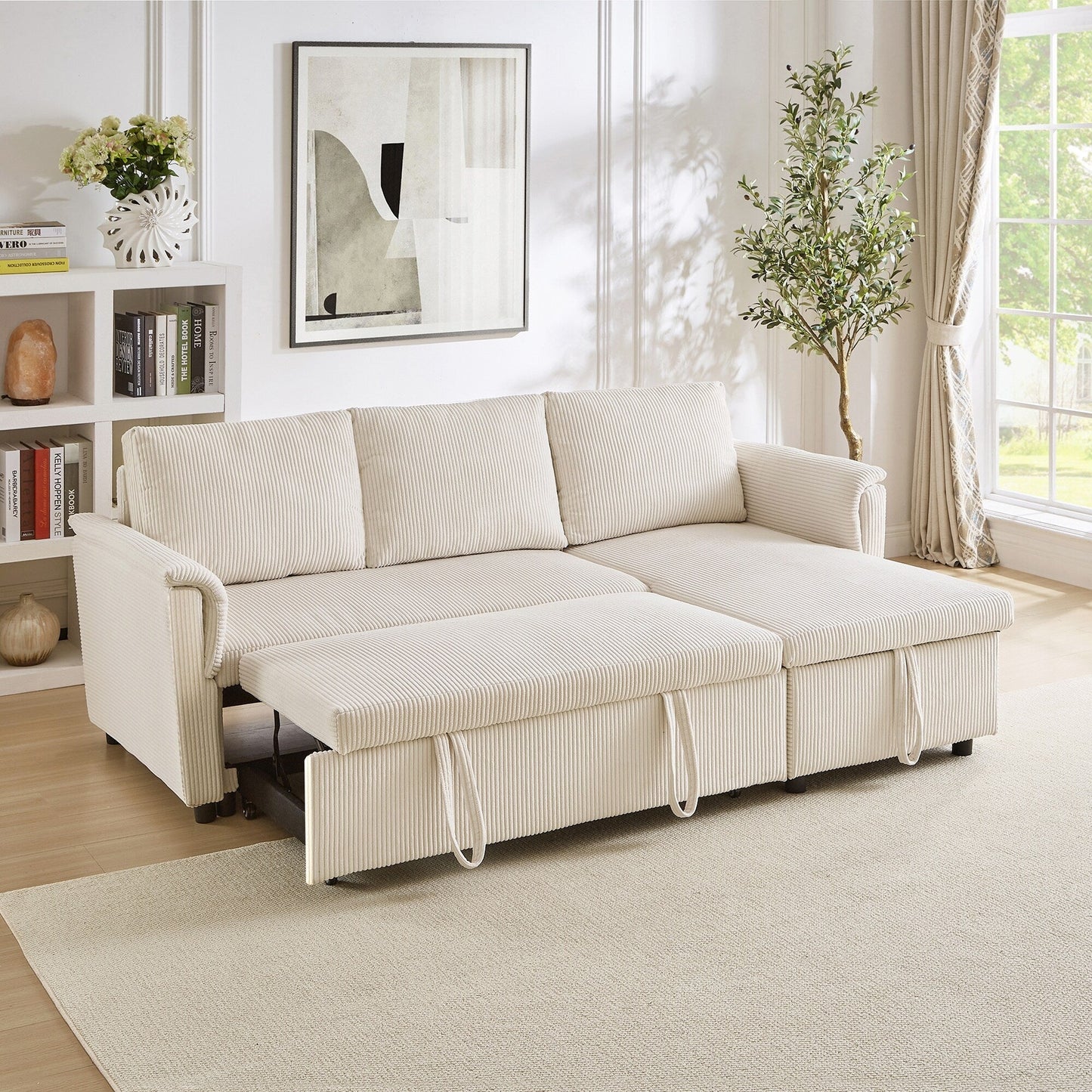 Loveseat Sofa with Chaise Lounge L-Shaped Modular Convertible Sofa with Storage Chaise