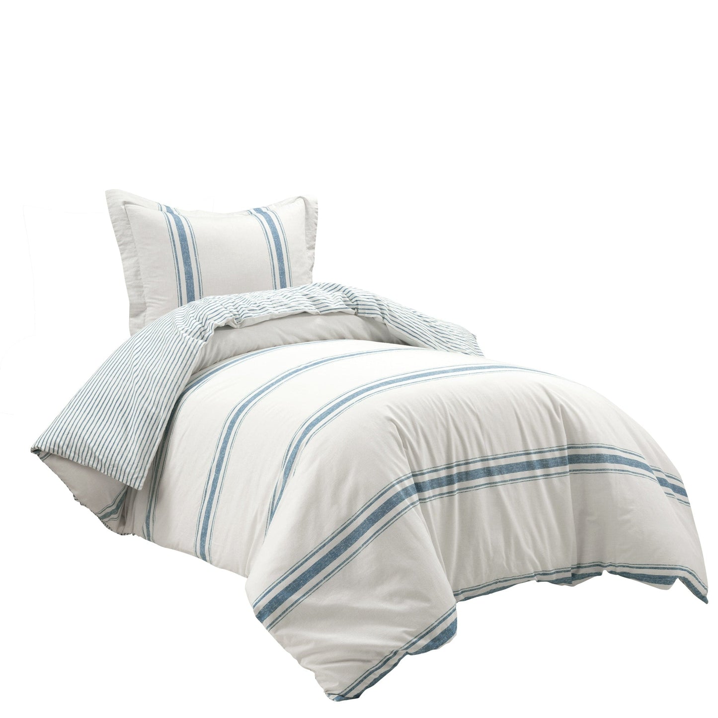 Lush Decor Farmhouse Stripe 3 Piece Duvet Cover Set