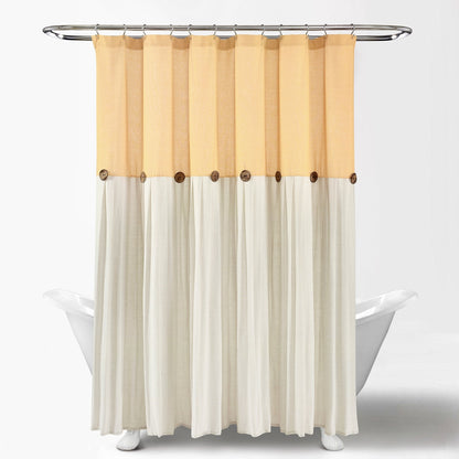 Lush Decor Two-tone Linen Button Shower Curtain