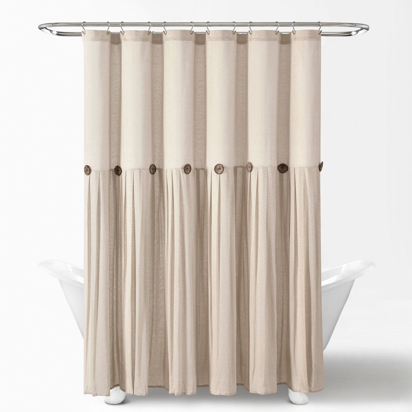 Lush Decor Two-tone Linen Button Shower Curtain