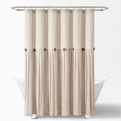 Lush Decor Two-tone Linen Button Shower Curtain