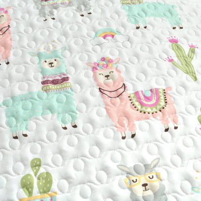 Lush Decor Southwest Llama Cactus Reversible Print Quilt Set