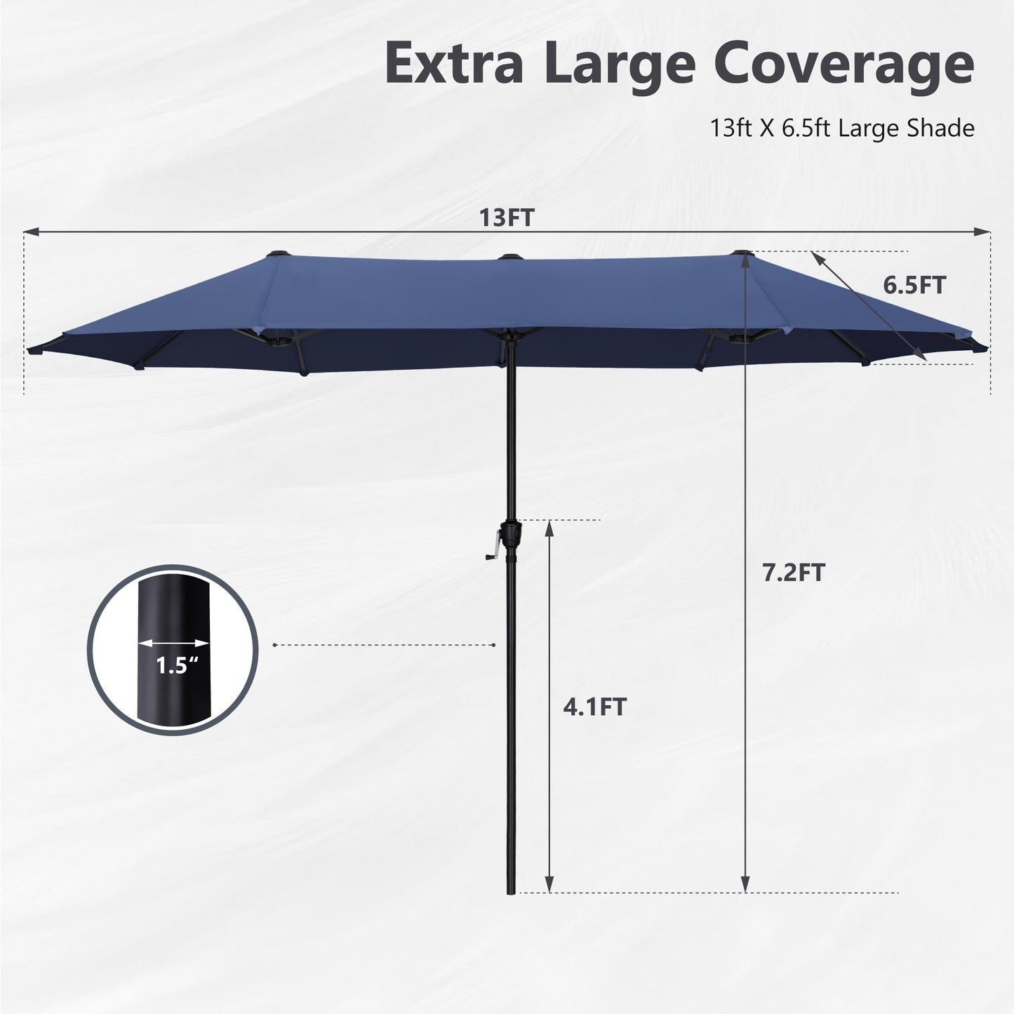 MAISON ARTS 13ft Double -Sided Patio Umbrella Extra Large with Crank