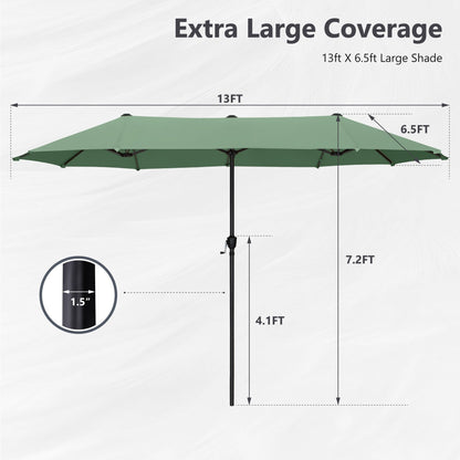 MAISON ARTS 13ft Double -Sided Patio Umbrella Extra Large with Crank