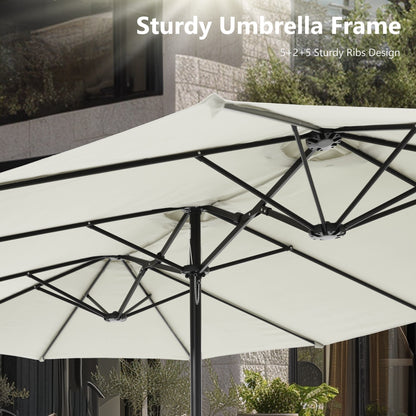 Parasol double extra large de 15 pieds pour patio double face de MAISON ARTS avec base incluse