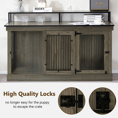 Meuble TV pour cage à chien Mcombo, grand format, niche en bois avec doubles portes, modèle 1861