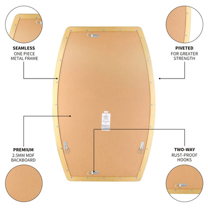 Miroir mural oblong en métal MacLuu