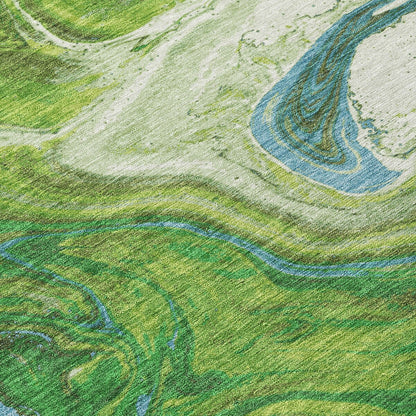 Machine Washable Indoor/ Outdoor Abstract Brushstroke Chantille Rug