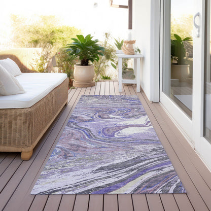 Machine Washable Indoor/ Outdoor Abstract Brushstroke Chantille Rug