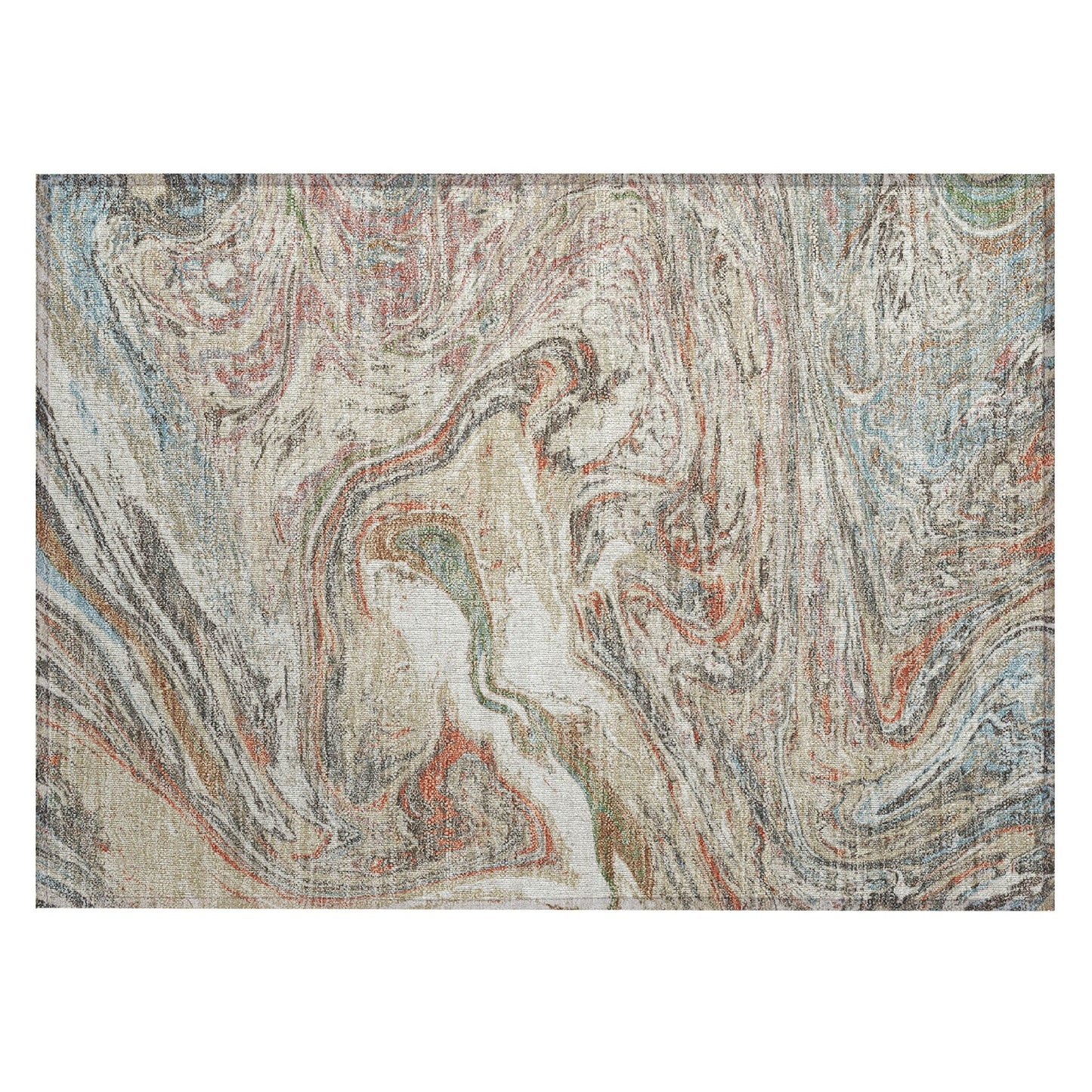 Machine Washable Indoor/ Outdoor Abstract Brushstroke Chantille Rug