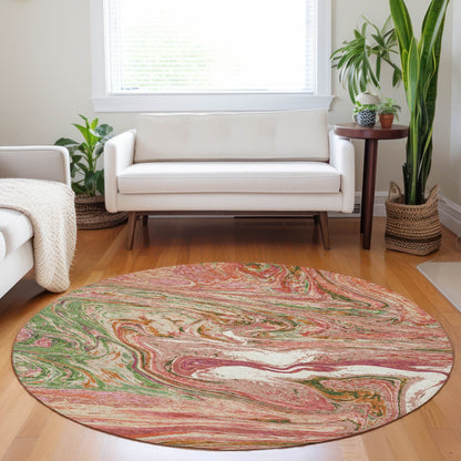 Machine Washable Indoor/ Outdoor Abstract Brushstroke Chantille Rug