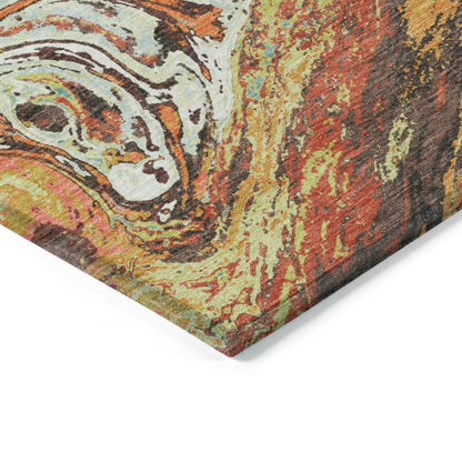 Machine Washable Indoor/ Outdoor Abstract Brushstroke Chantille Rug