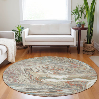 Machine Washable Indoor/ Outdoor Abstract Brushstroke Chantille Rug