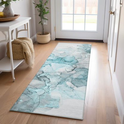 Machine Washable Indoor/ Outdoor Abstract Chantille Rug
