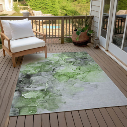 Machine Washable Indoor/ Outdoor Abstract Chantille Rug