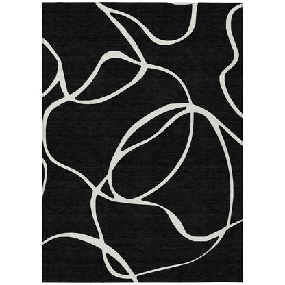 Machine Washable Indoor/ Outdoor Abstract Modern Chantille Rug