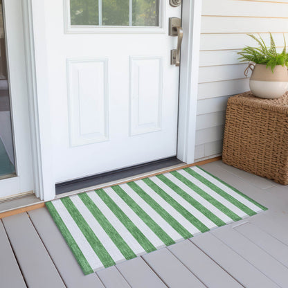 Machine Washable Indoor/ Outdoor Cabana Stripe Chantille Rug