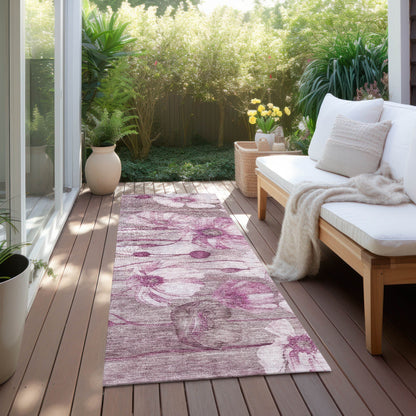 Machine Washable Indoor/ Outdoor Chantille Modern Floral Rug