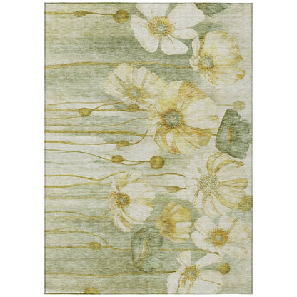 Machine Washable Indoor/ Outdoor Chantille Modern Floral Rug
