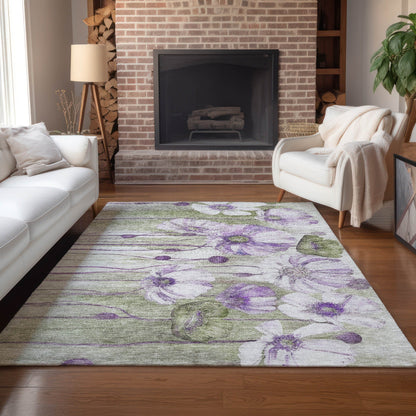 Machine Washable Indoor/ Outdoor Chantille Modern Floral Rug
