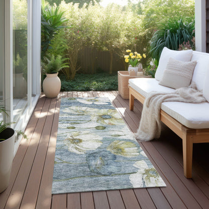 Machine Washable Indoor/ Outdoor Chantille Modern Floral Rug