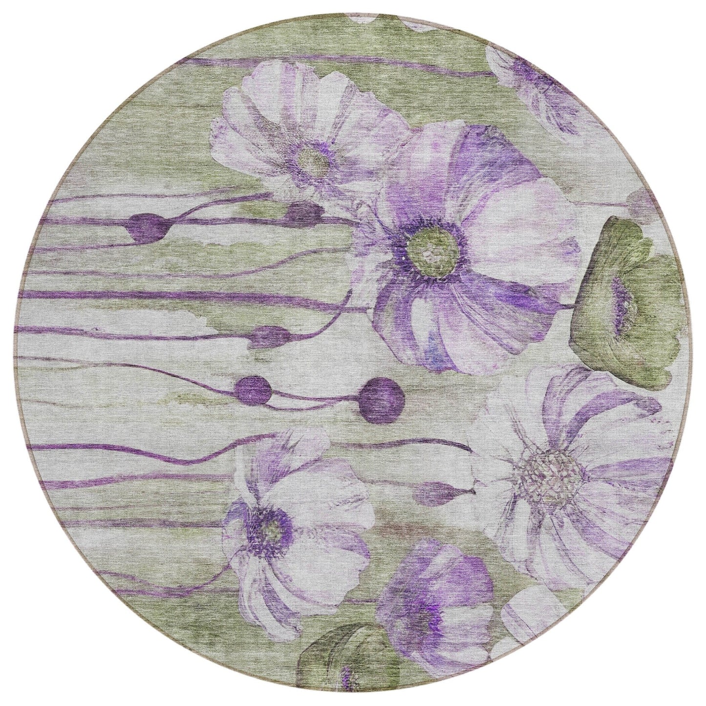 Machine Washable Indoor/ Outdoor Chantille Modern Floral Rug