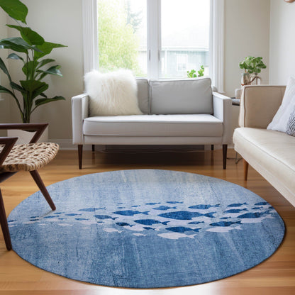 Machine Washable Indoor/ Outdoor Chantille Modern Sea Life Rug