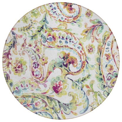 Machine Washable Indoor/ Outdoor Chantille Traditional Scroll Rug