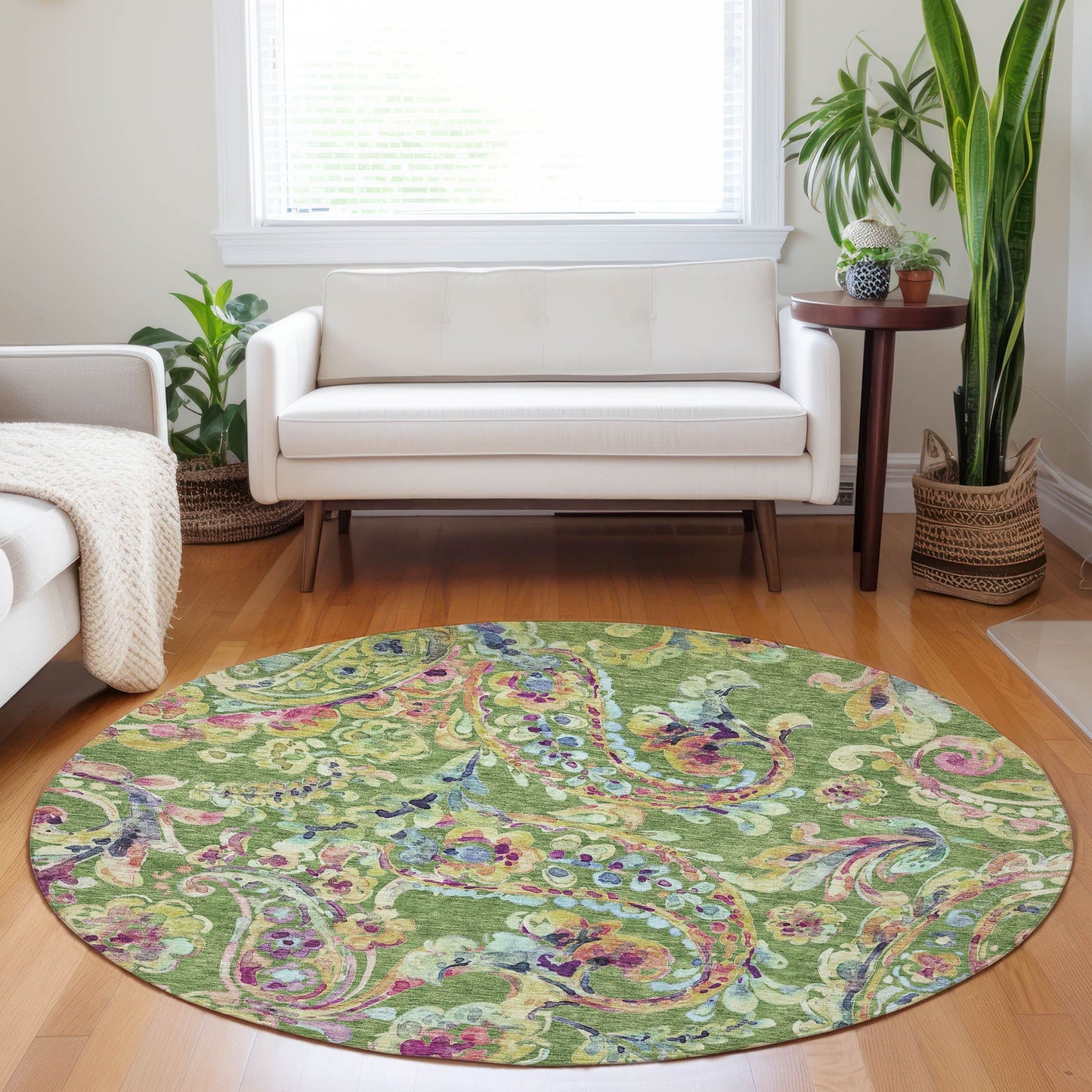 Machine Washable Indoor/ Outdoor Chantille Traditional Scroll Rug