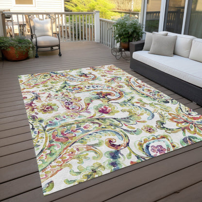 Machine Washable Indoor/ Outdoor Chantille Traditional Scroll Rug