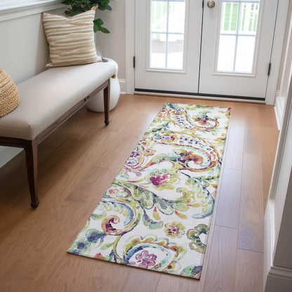 Machine Washable Indoor/ Outdoor Chantille Traditional Scroll Rug