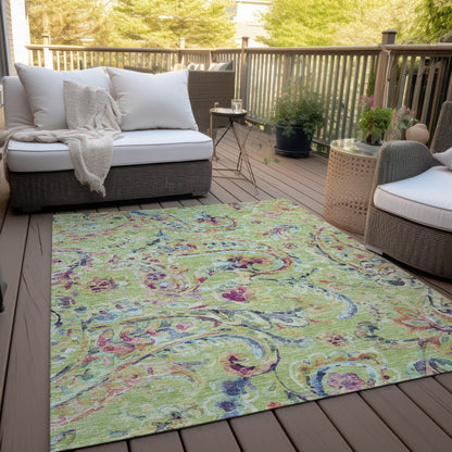 Machine Washable Indoor/ Outdoor Chantille Traditional Scroll Rug