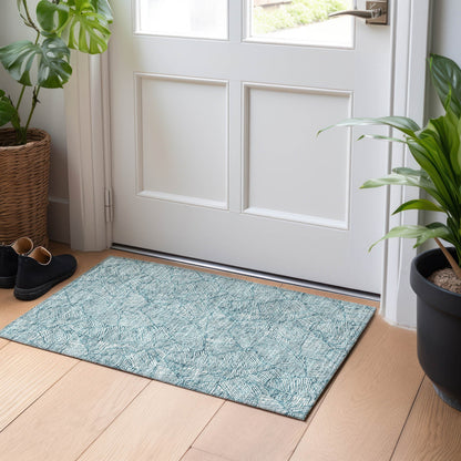 Machine Washable Indoor/ Outdoor Chantille Tropical Palm Rug