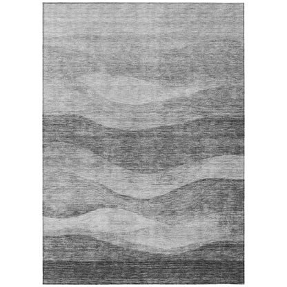 Machine Washable Indoor/ Outdoor Contemporary Waves Chantille Rug