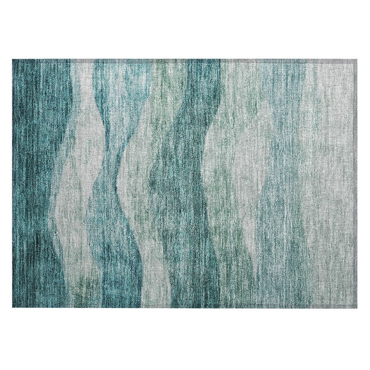 Machine Washable Indoor/ Outdoor Contemporary Waves Chantille Rug