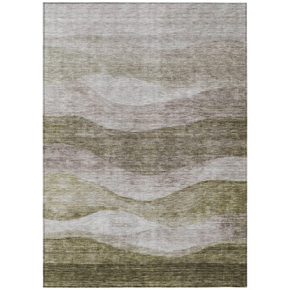 Machine Washable Indoor/ Outdoor Contemporary Waves Chantille Rug