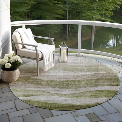 Machine Washable Indoor/ Outdoor Contemporary Waves Chantille Rug