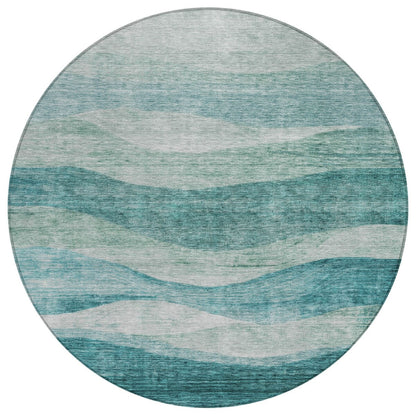 Machine Washable Indoor/ Outdoor Contemporary Waves Chantille Rug