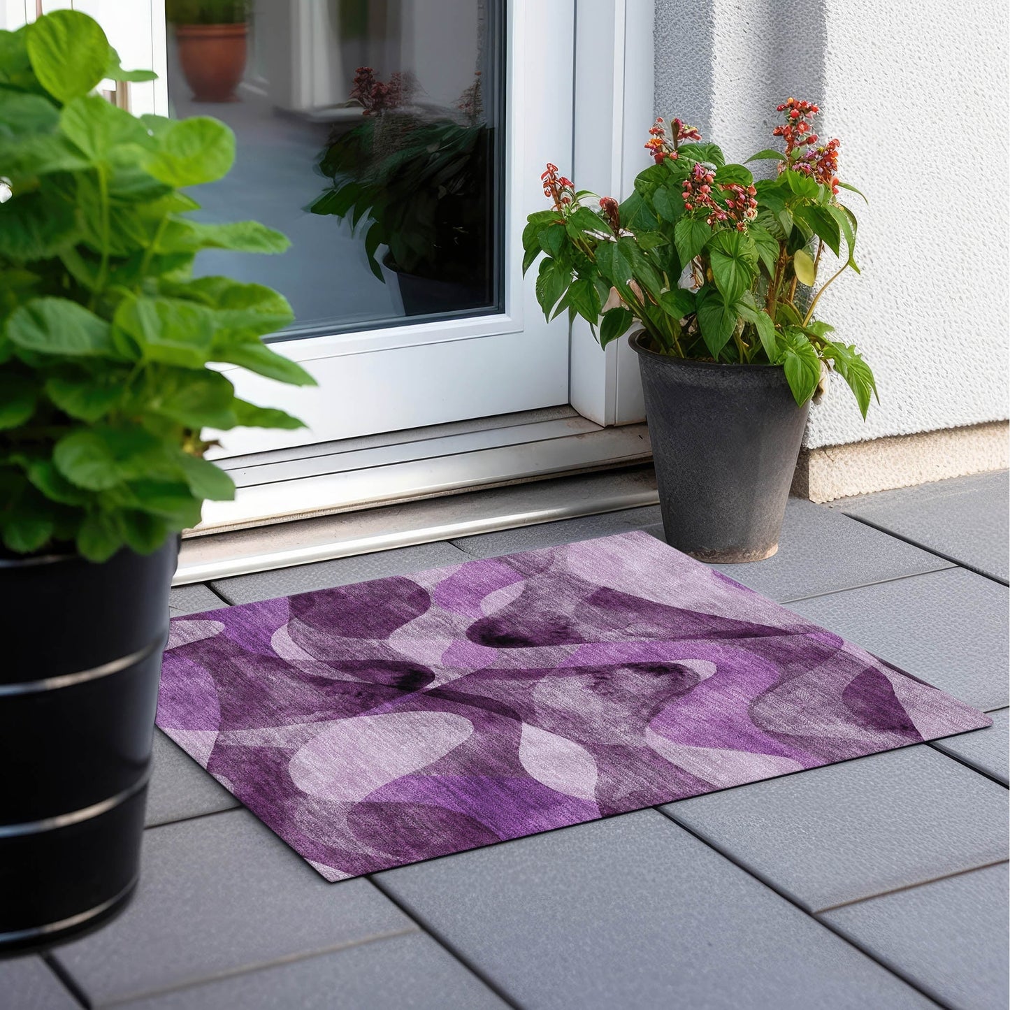 Machine Washable Indoor/ Outdoor Modern Chantille Rug