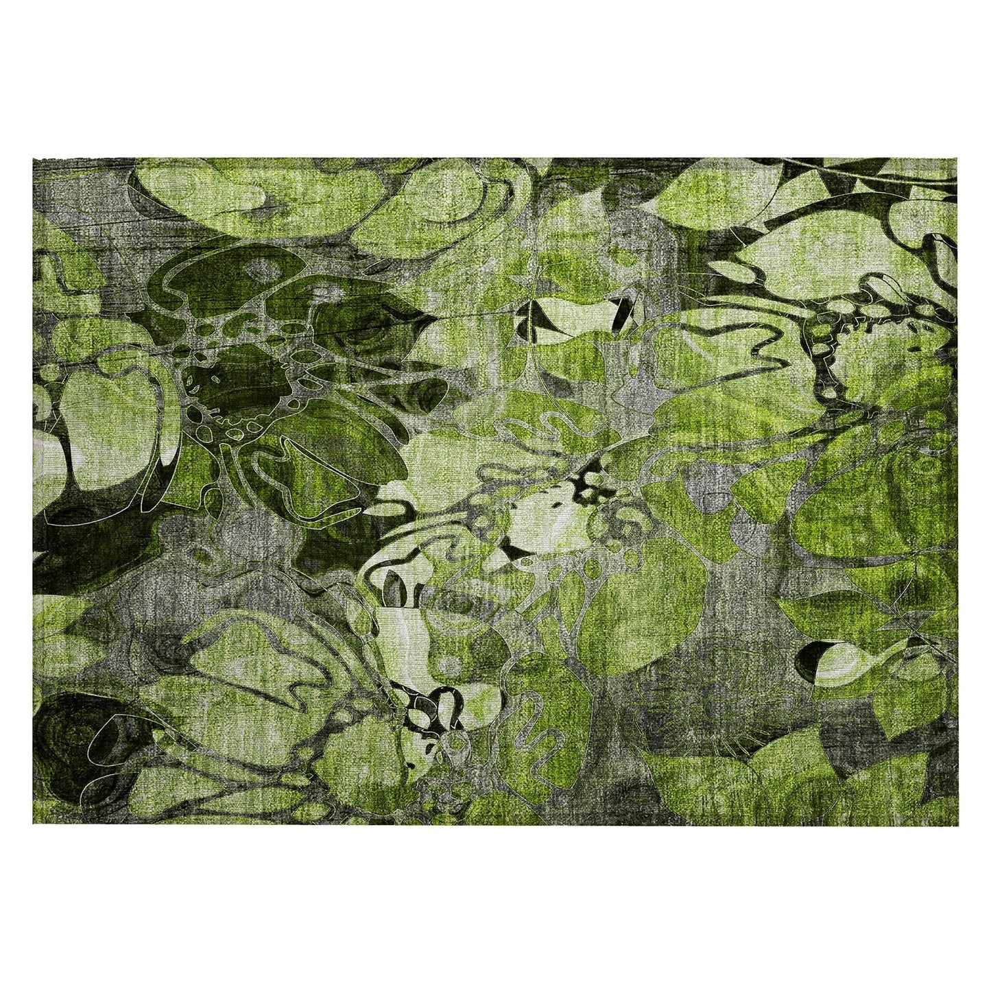 Machine Washable Indoor/ Outdoor Modern Floral Chantille Rug