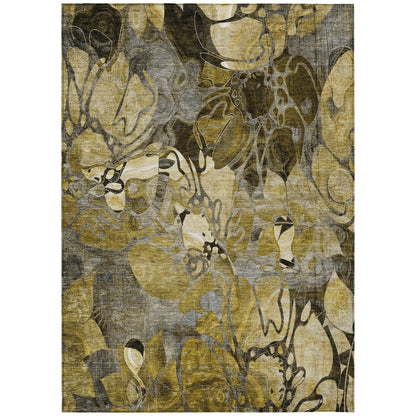 Machine Washable Indoor/ Outdoor Modern Floral Chantille Rug