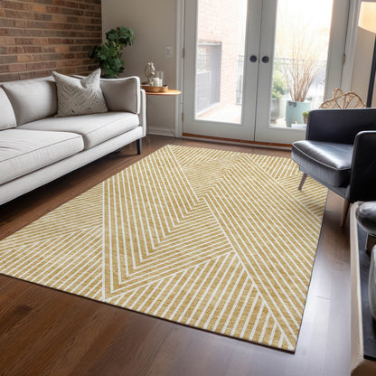 Machine Washable Indoor/ Outdoor Modern Geo Chantille Rug