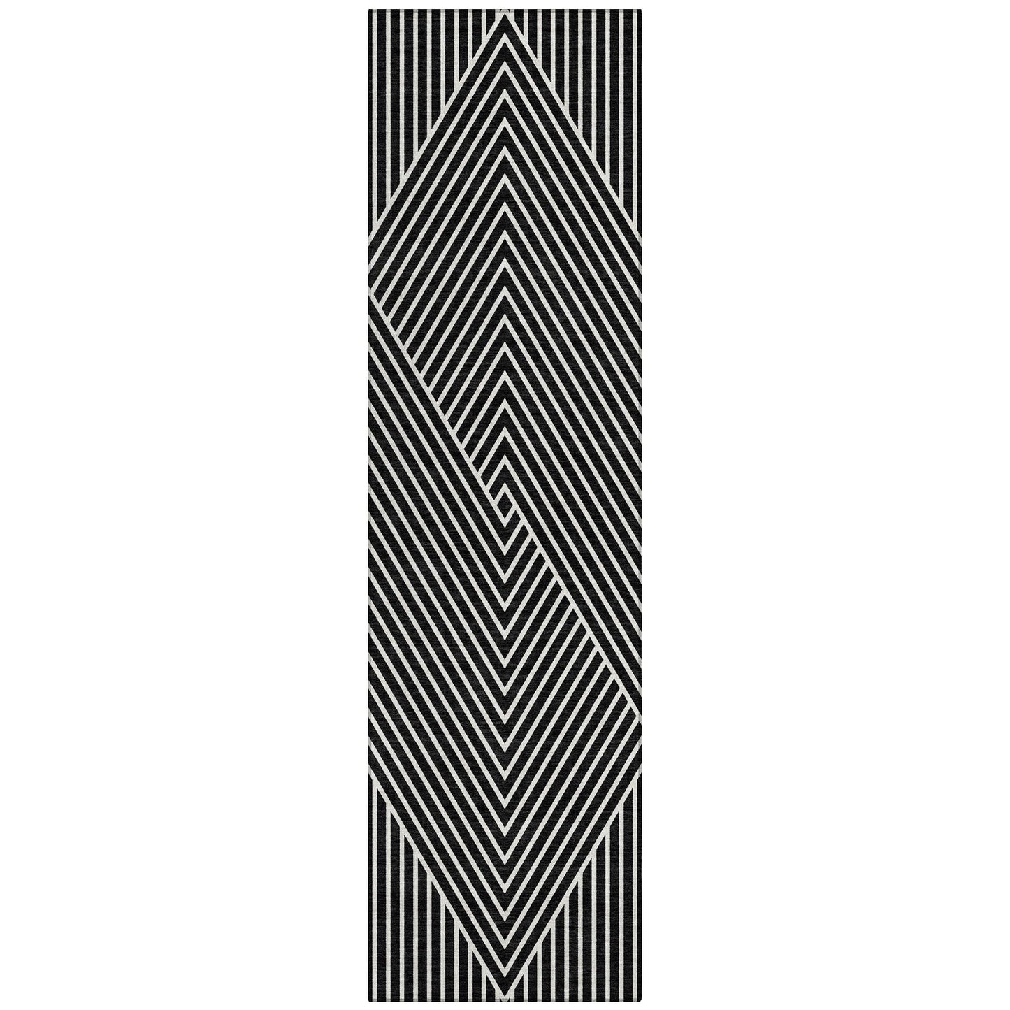 Machine Washable Indoor/ Outdoor Modern Geo Chantille Rug