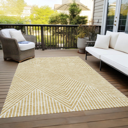 Machine Washable Indoor/ Outdoor Modern Geo Chantille Rug