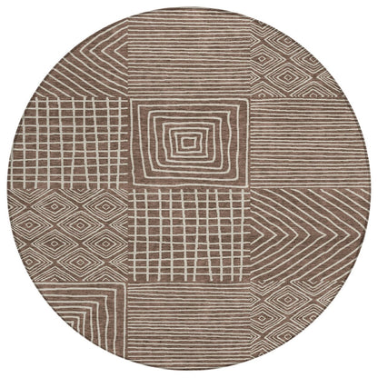 Machine Washable Indoor/ Outdoor Modern Mosaic Chantille Rug