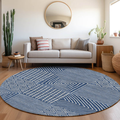 Machine Washable Indoor/ Outdoor Modern Mosaic Chantille Rug