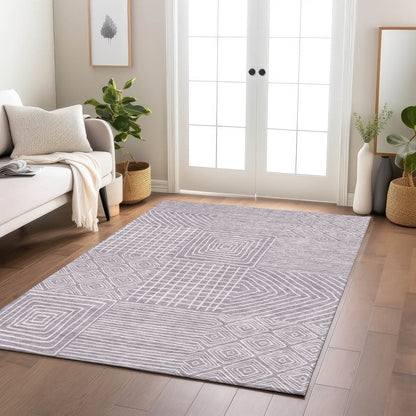 Machine Washable Indoor/ Outdoor Modern Mosaic Chantille Rug