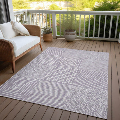 Machine Washable Indoor/ Outdoor Modern Mosaic Chantille Rug