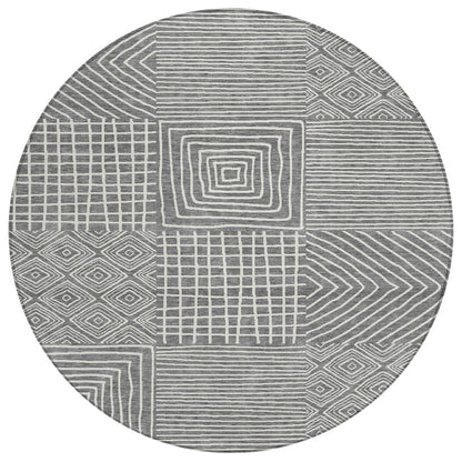 Machine Washable Indoor/ Outdoor Modern Mosaic Chantille Rug